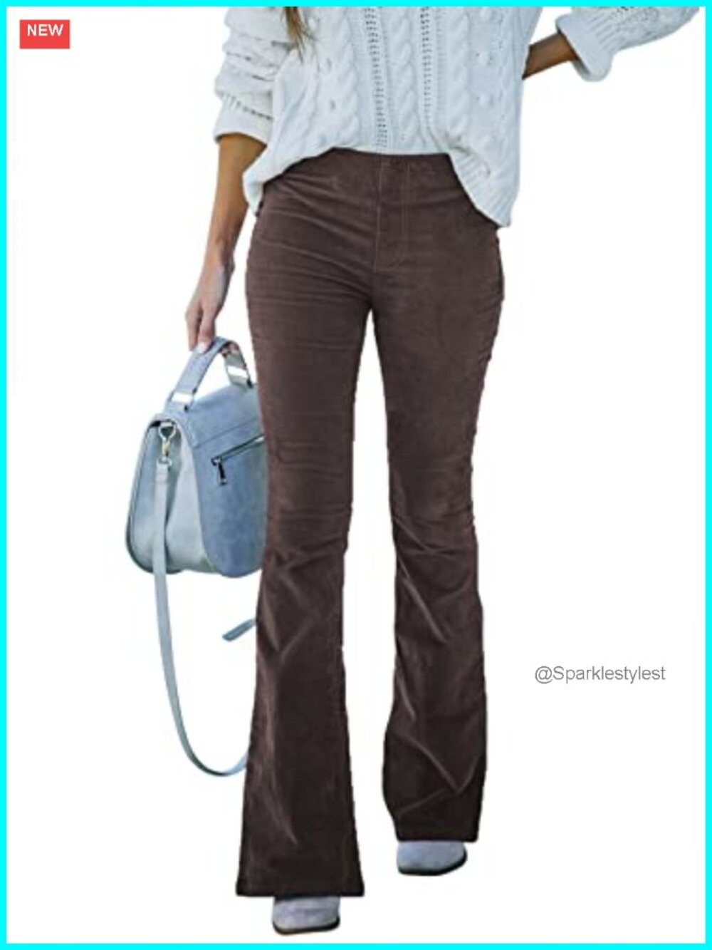 Corduroy Flare Pants Elastic Waist Bell Bottom Trousers